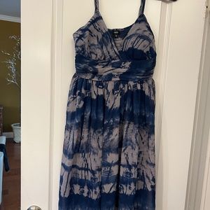 Aziz muted Blue and Gray Smocked dress